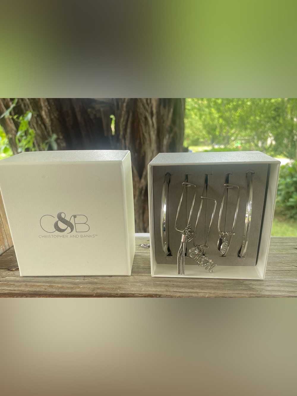 Christopher & Banks Silver Bangle Bracelet Set